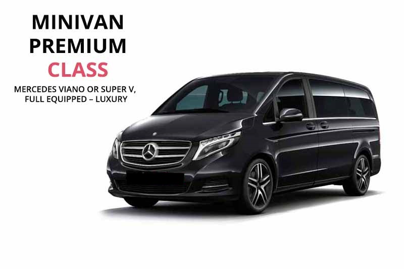 Luxury chauffeur car rental in Mercedes Viano or Super V in Asturias